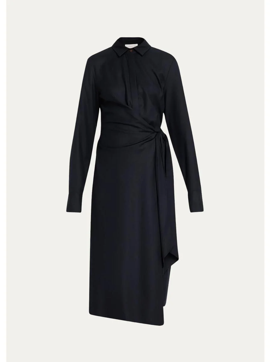 Wool Wrap Midi Shirtdress - 1