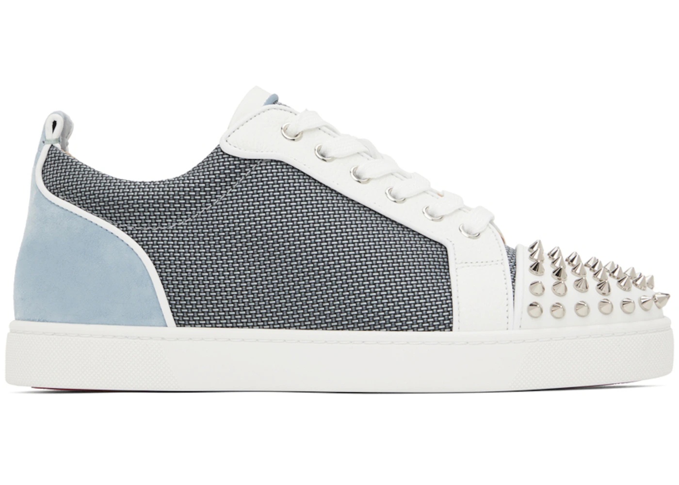 Christian Louboutin Louis Junior Spikes White Grey Blue - 1