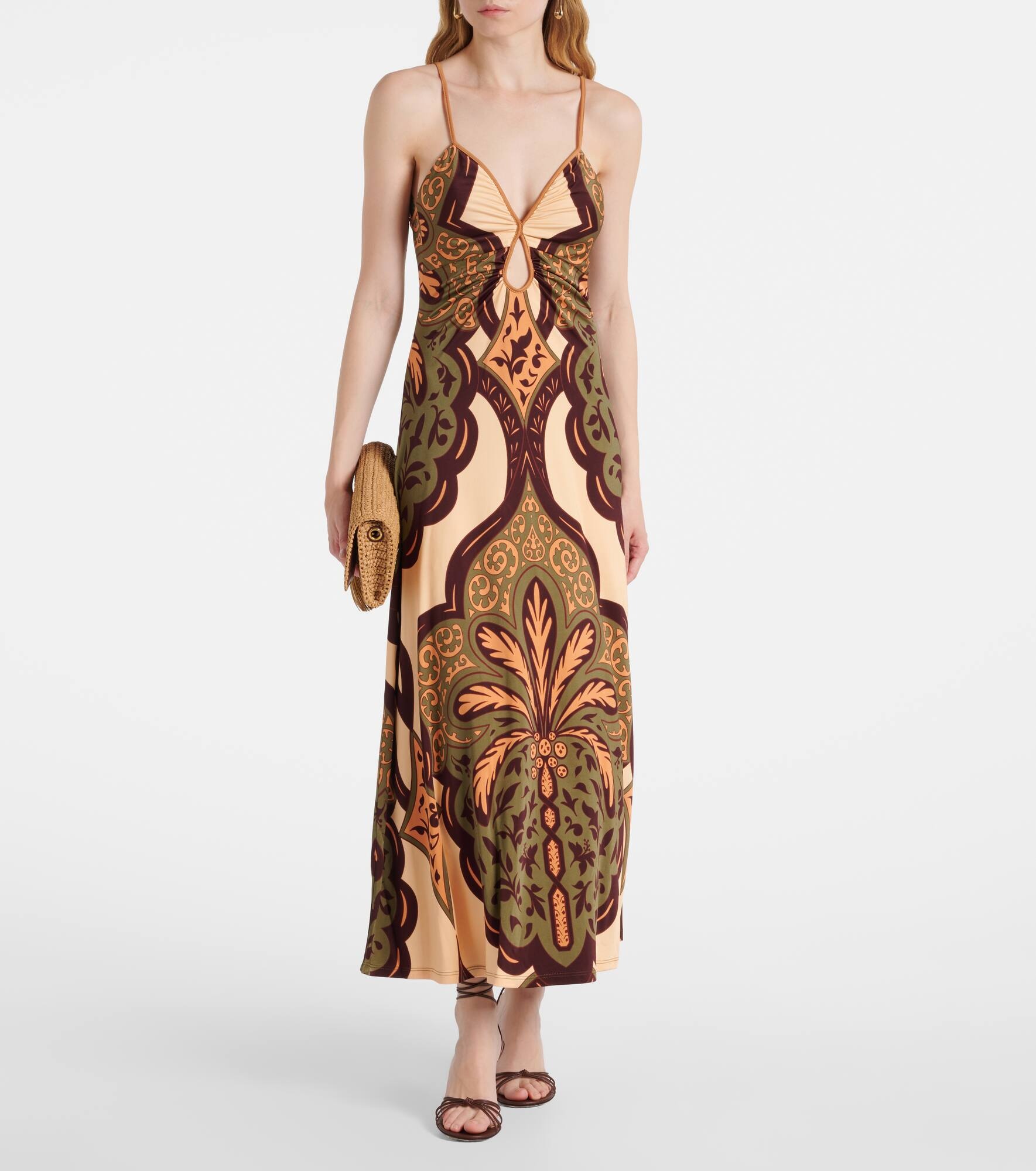 Printed jersey midi dress - 2