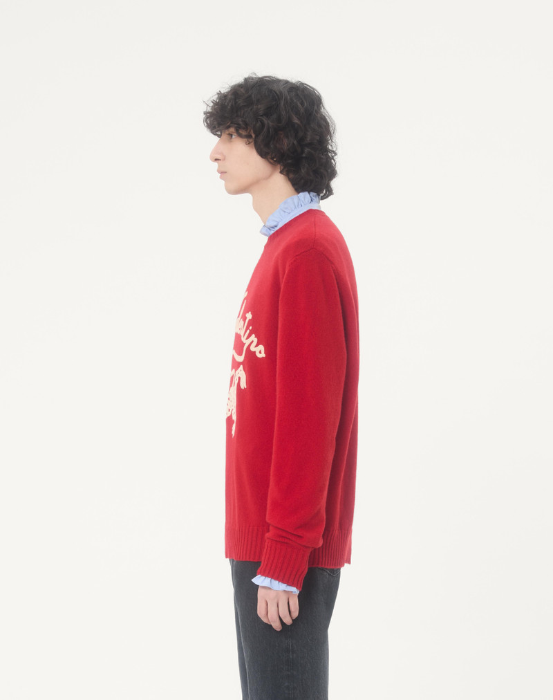 VALENTINO WOOL SWEATER WITH CHEZ VALENTINO & PANTHER EMBROIDERY 6