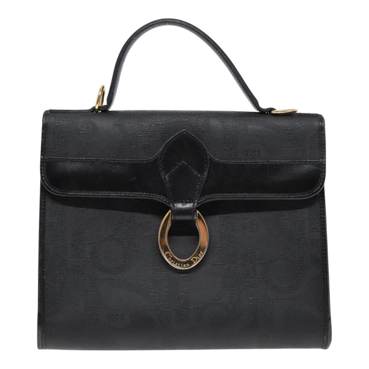 DIOR Trotter Canvas Hand Bag Black Gold - 2