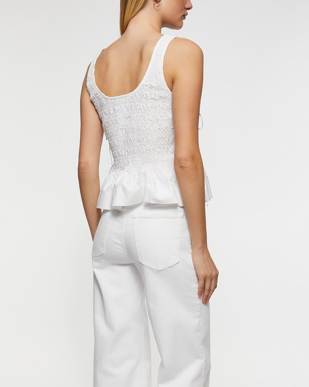 Top Cotton Poplin Smock Tie String White - 4