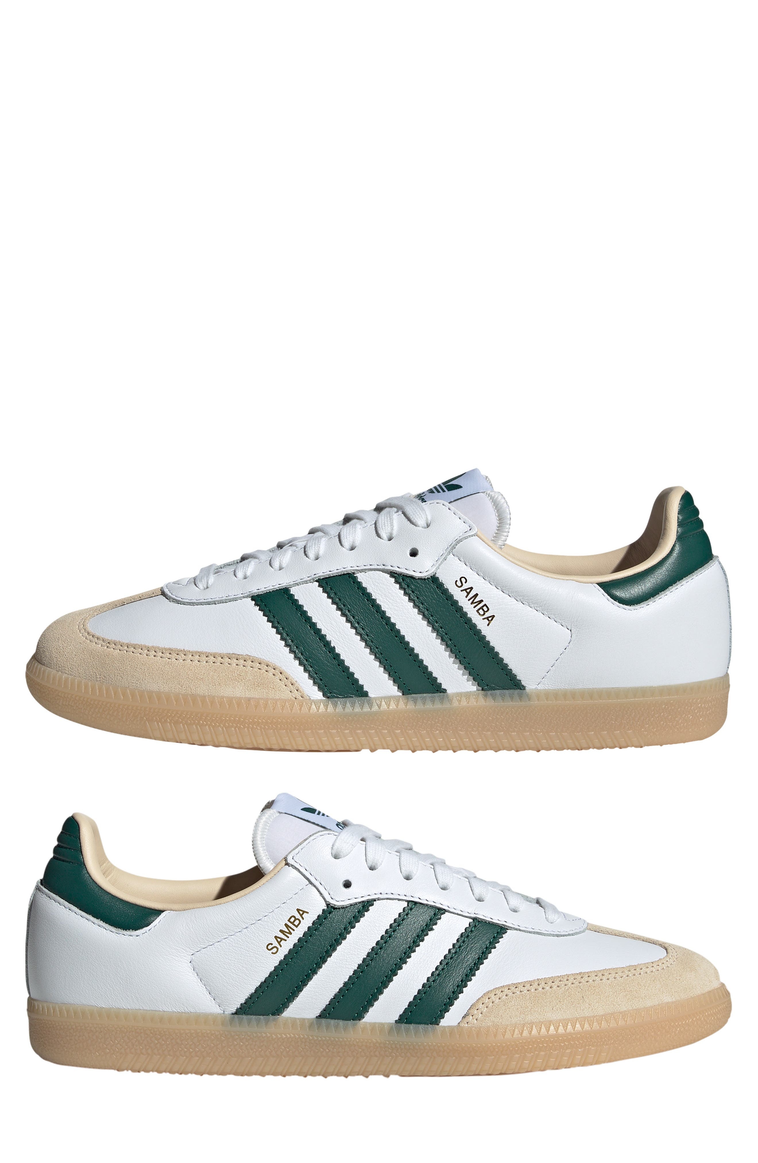 adidas Samba OG Sneaker in White/green/Gum at Nordstrom - 9