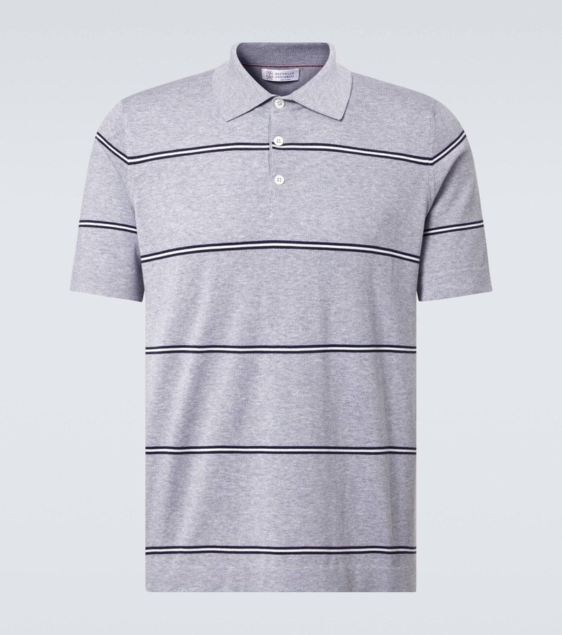 Striped cotton polo shirt - 1