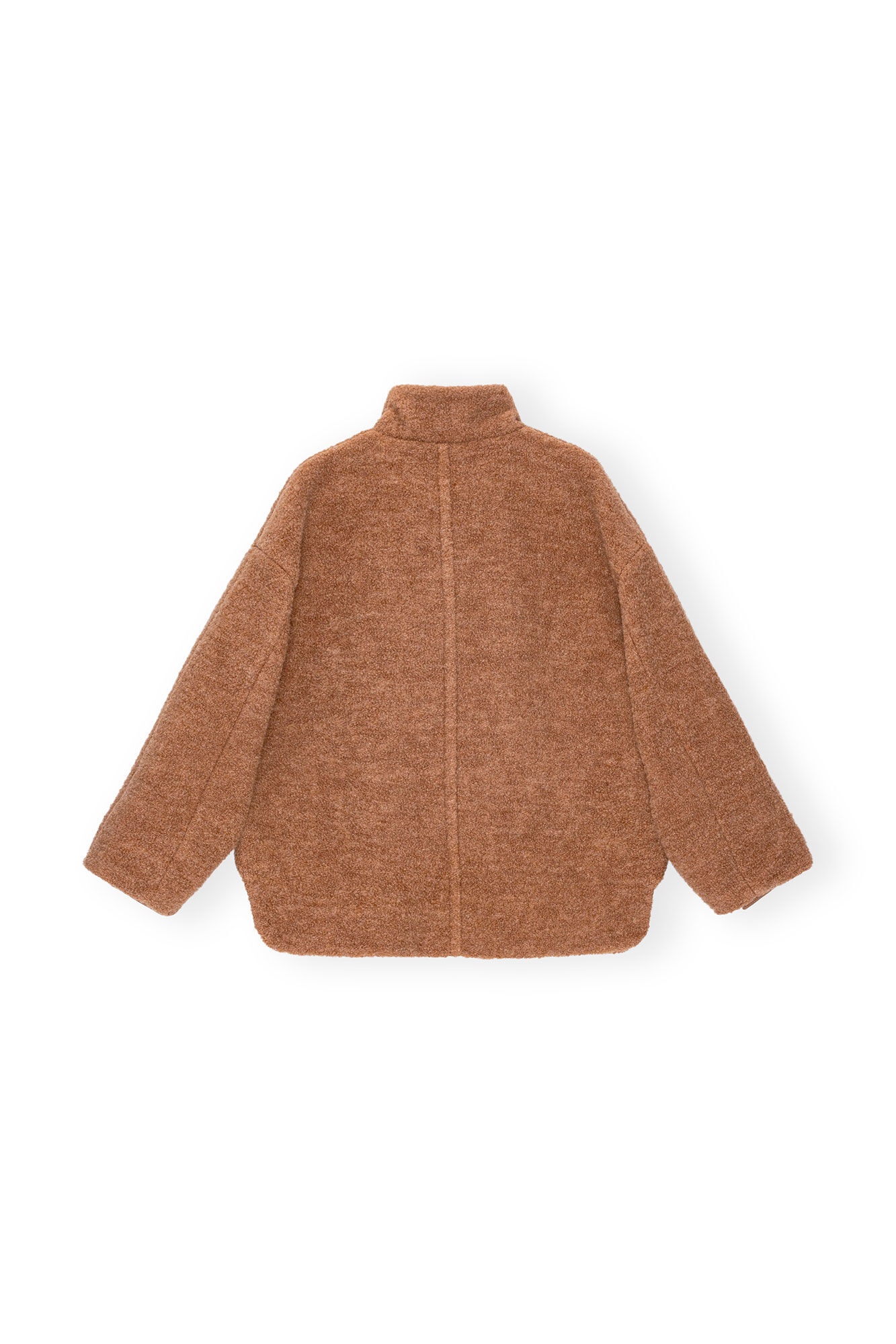 BROWN BOUCLE WOOL SHOULDER JACKET - 2