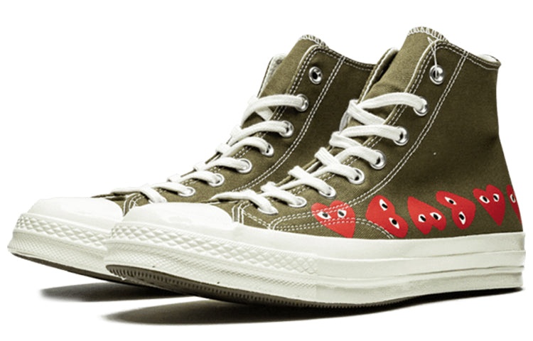 Converse x COMME des GARCONS PLAY Chuck 70 Hi Multi Heart 'Khaki' 162973C - 3
