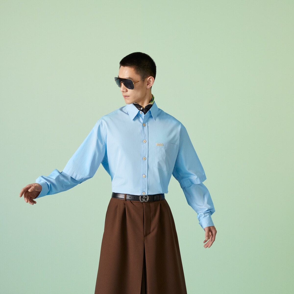 Cotton poplin shirt with embroidery - 6