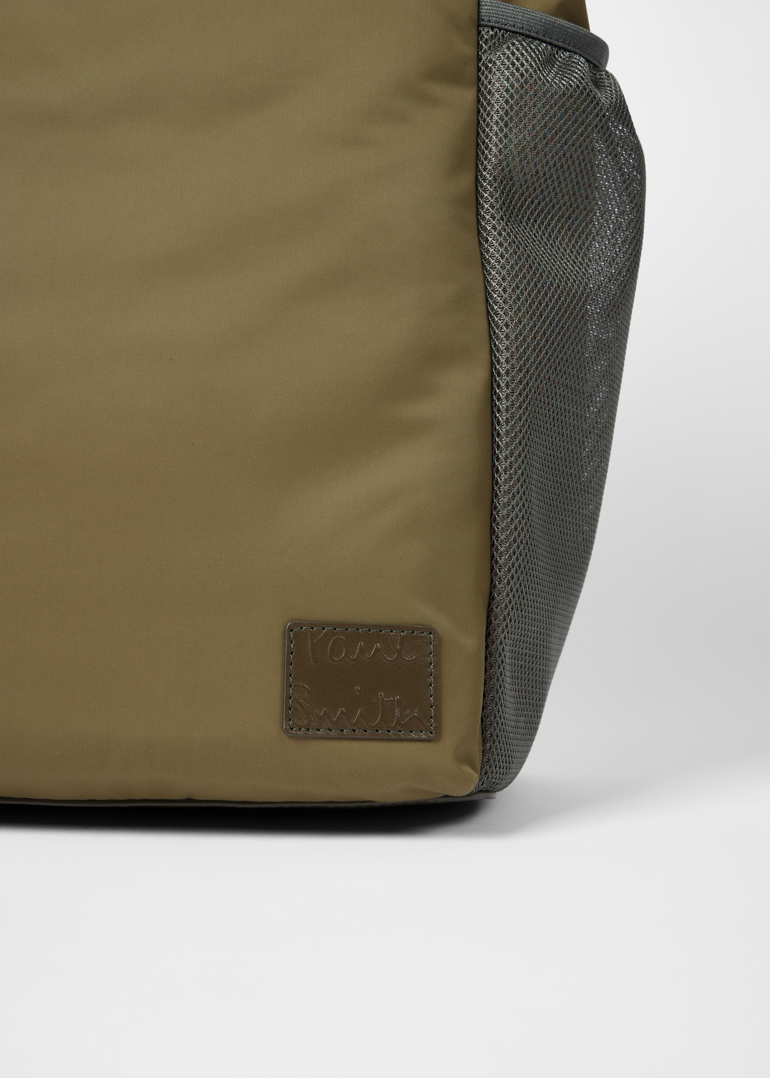 Khaki Utilitarian Roll-Top Nylon Backpack - 6