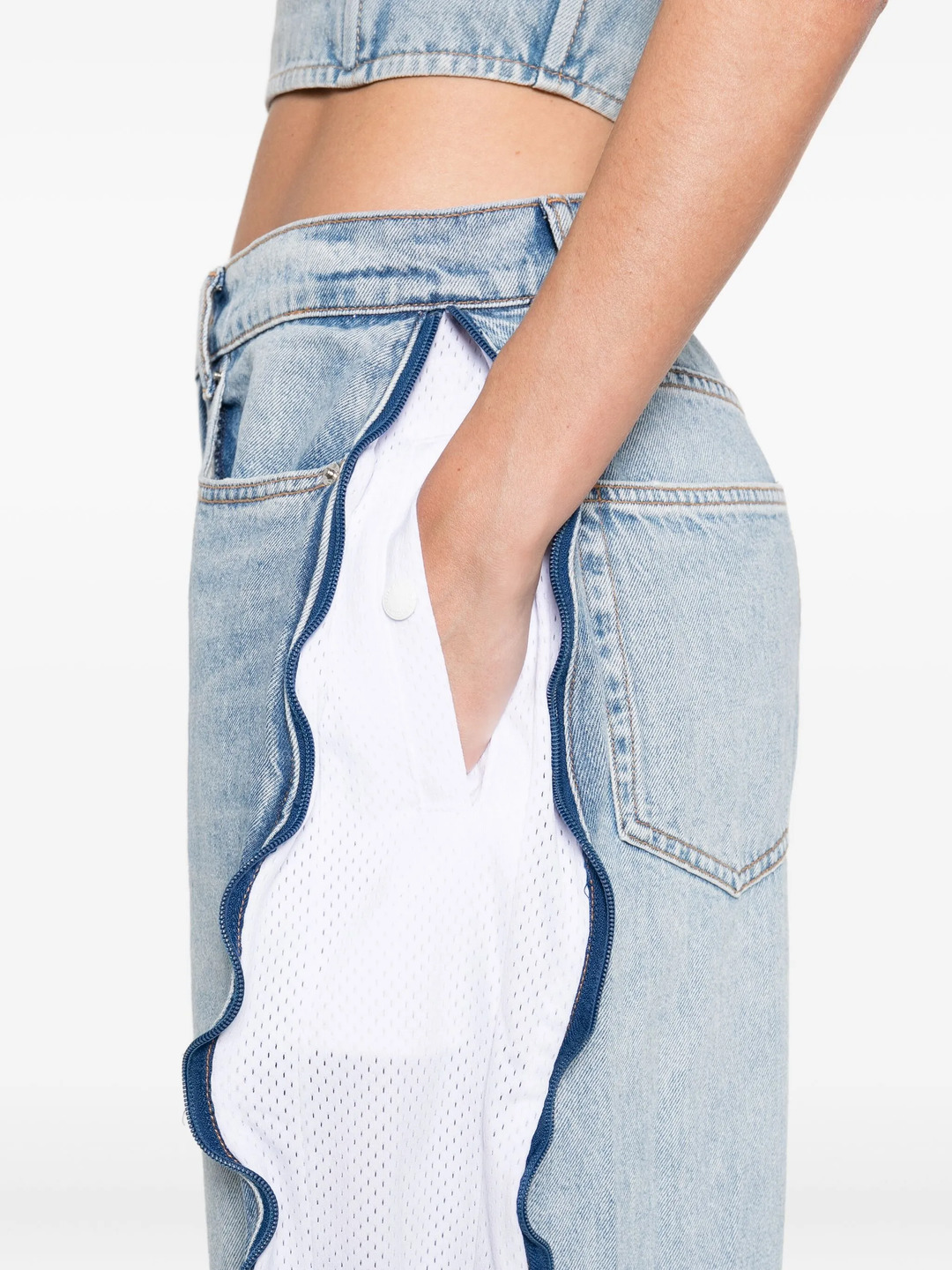 Curved Zipper Pants - 5