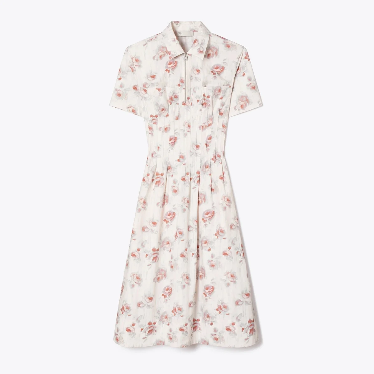 Poplin Pleat-Waist Dress - 1