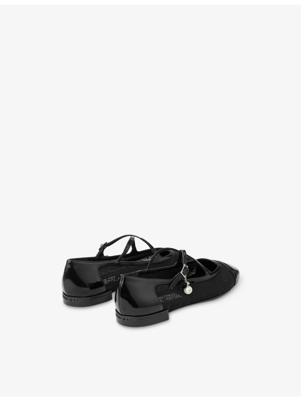 Eleri Crossover-Strap Patent-Leather and Mesh Ballet Flats - 4