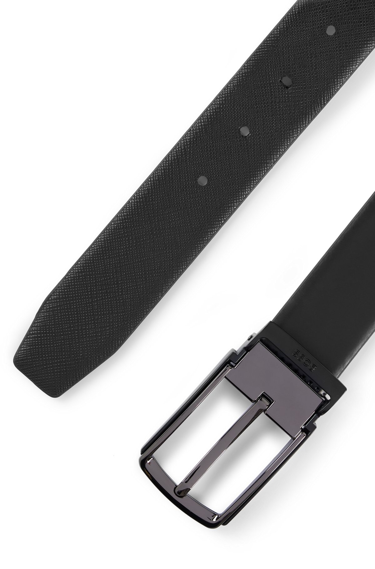 REVERSIBLE ITALIAN-LEATHER BELT WITH BRANDED KEEPER - 4