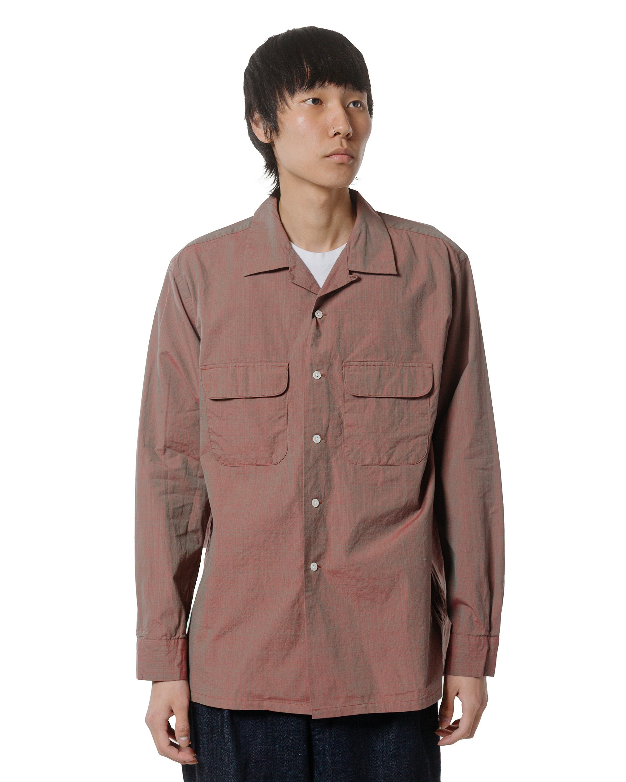 Open Collar Slab Chambray Red - 2