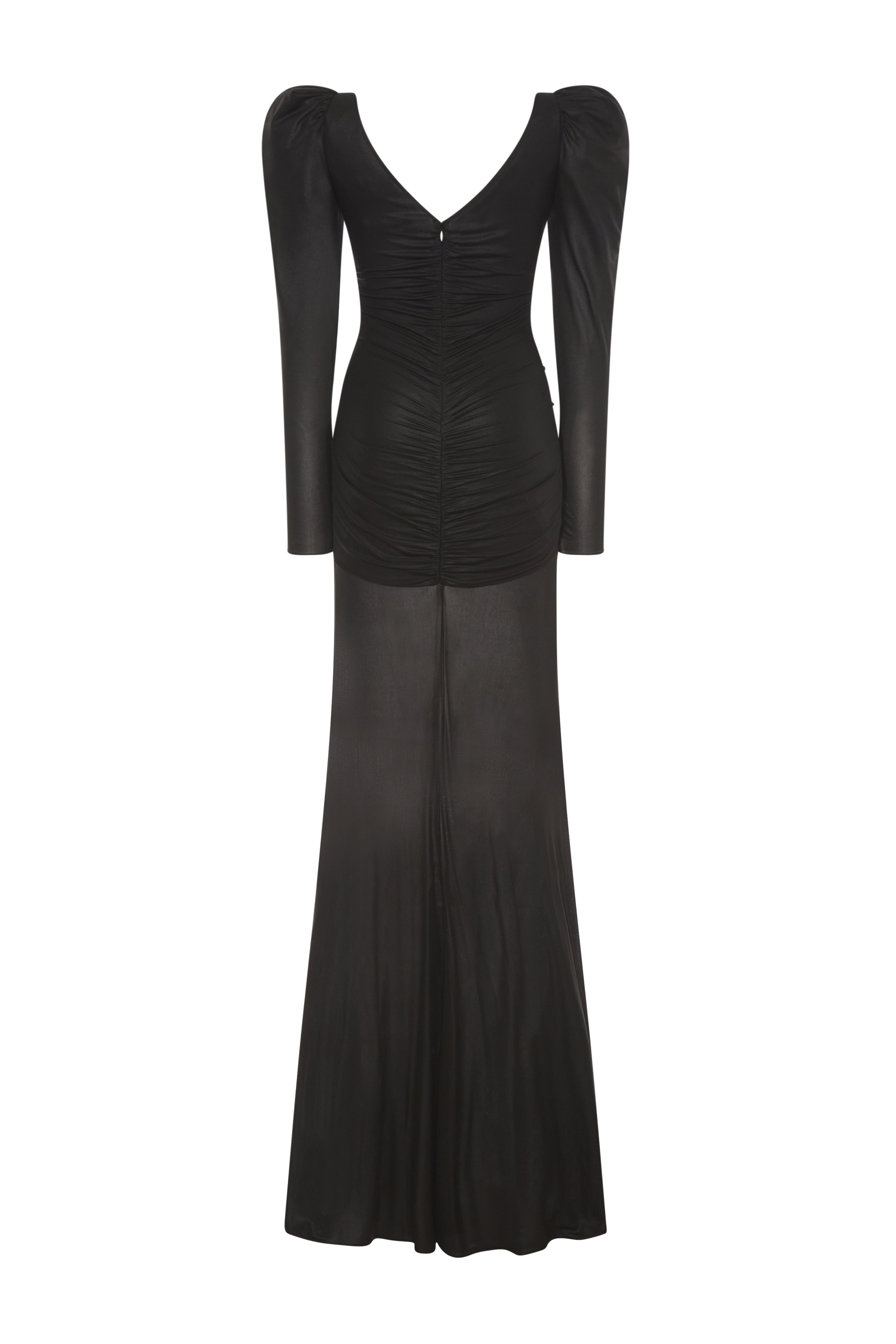 LAMINATED JERSEY DRAPED EVENING DRESS - 2