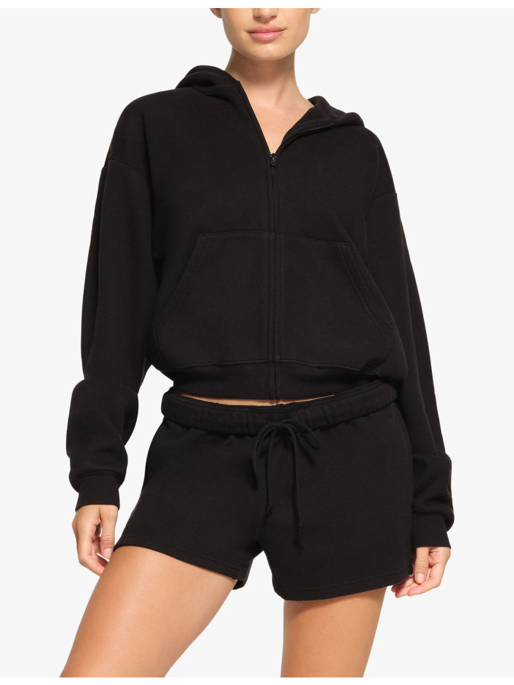Split kangaroo-pocket cotton-fleece hoody - 2