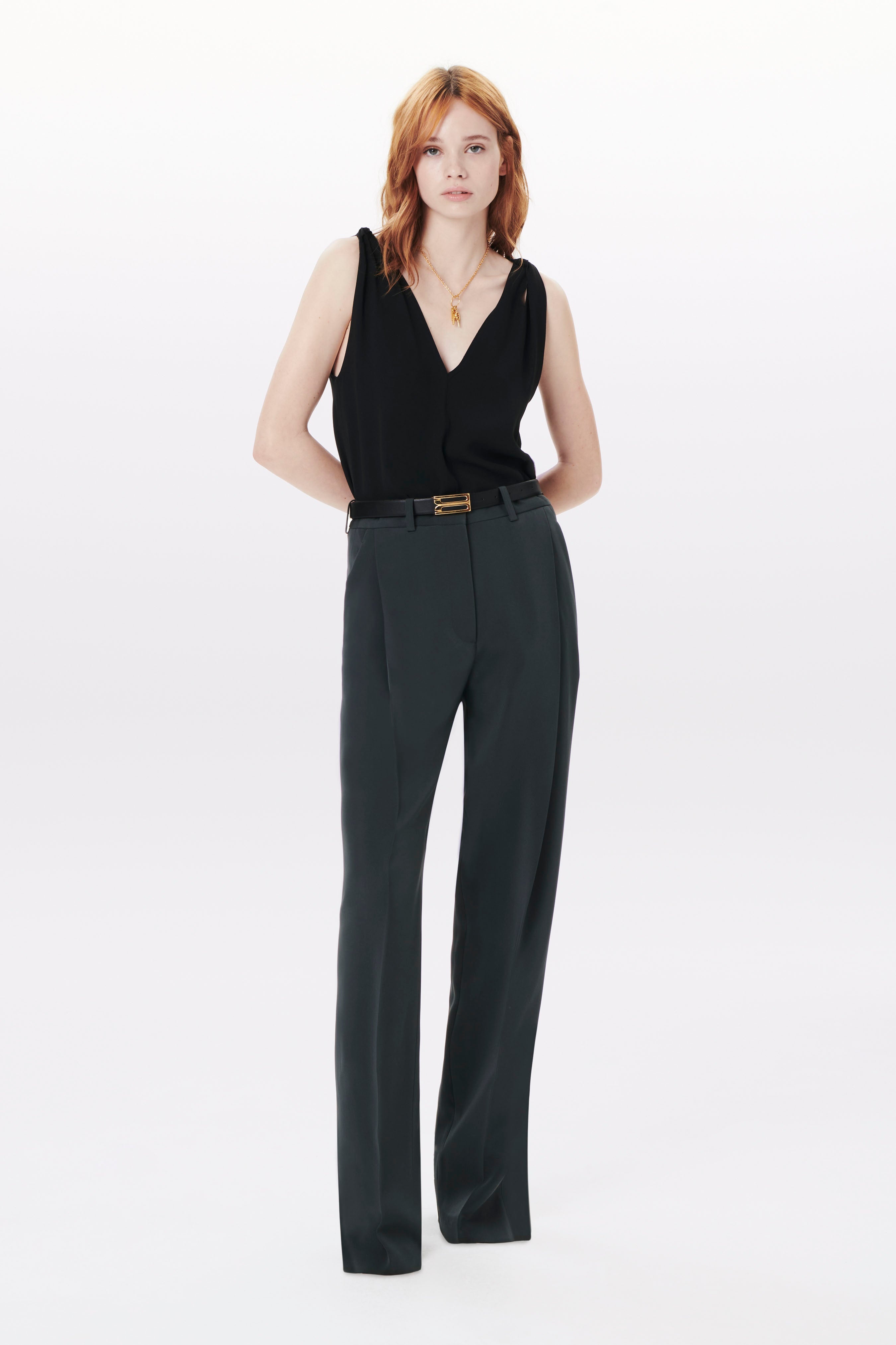 Twist Shoulder Top in Black - 2