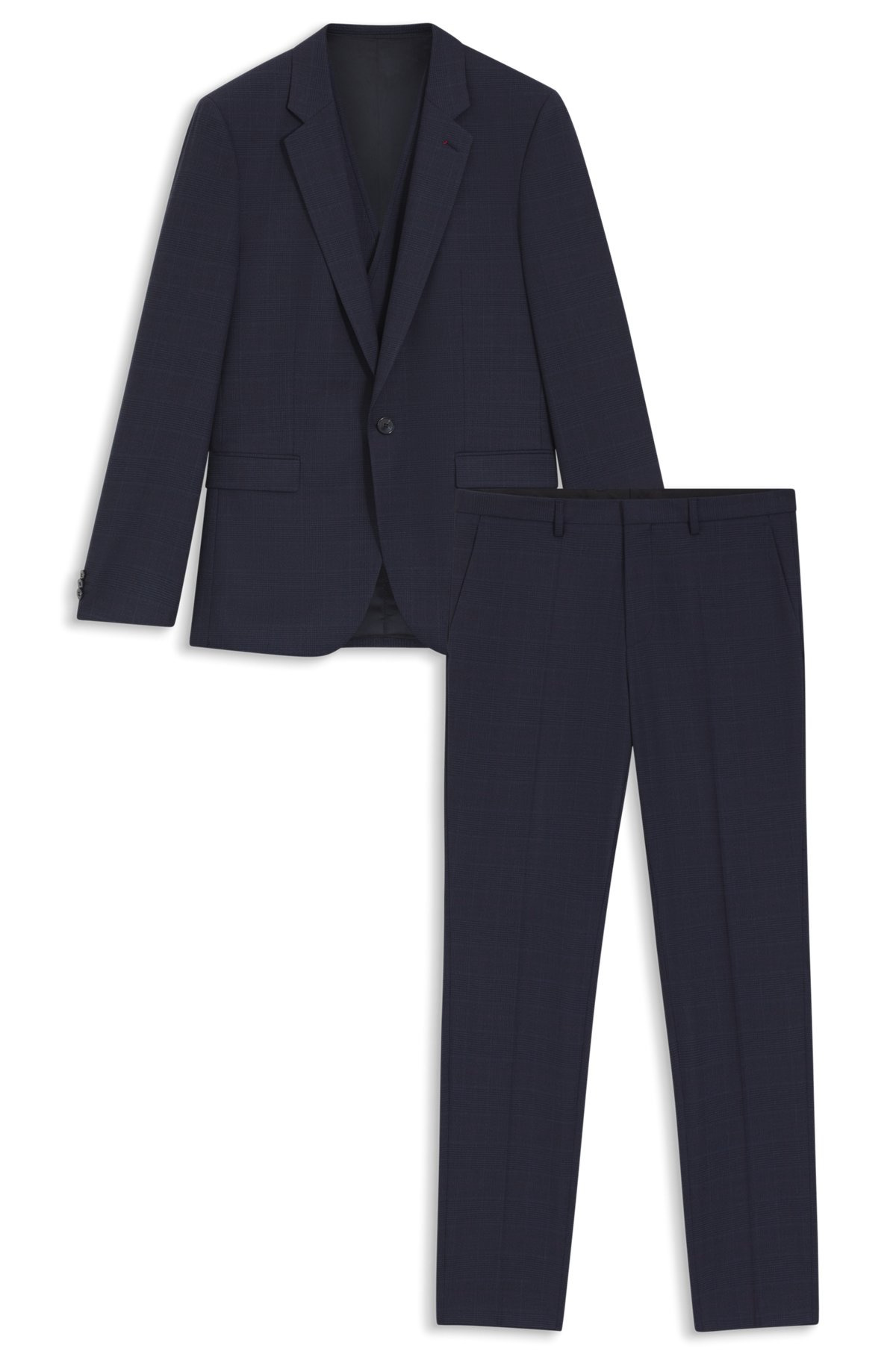 THREE-PIECE EXTRA-SLIM-FIT SUIT IN CHECKED FABRIC - 8