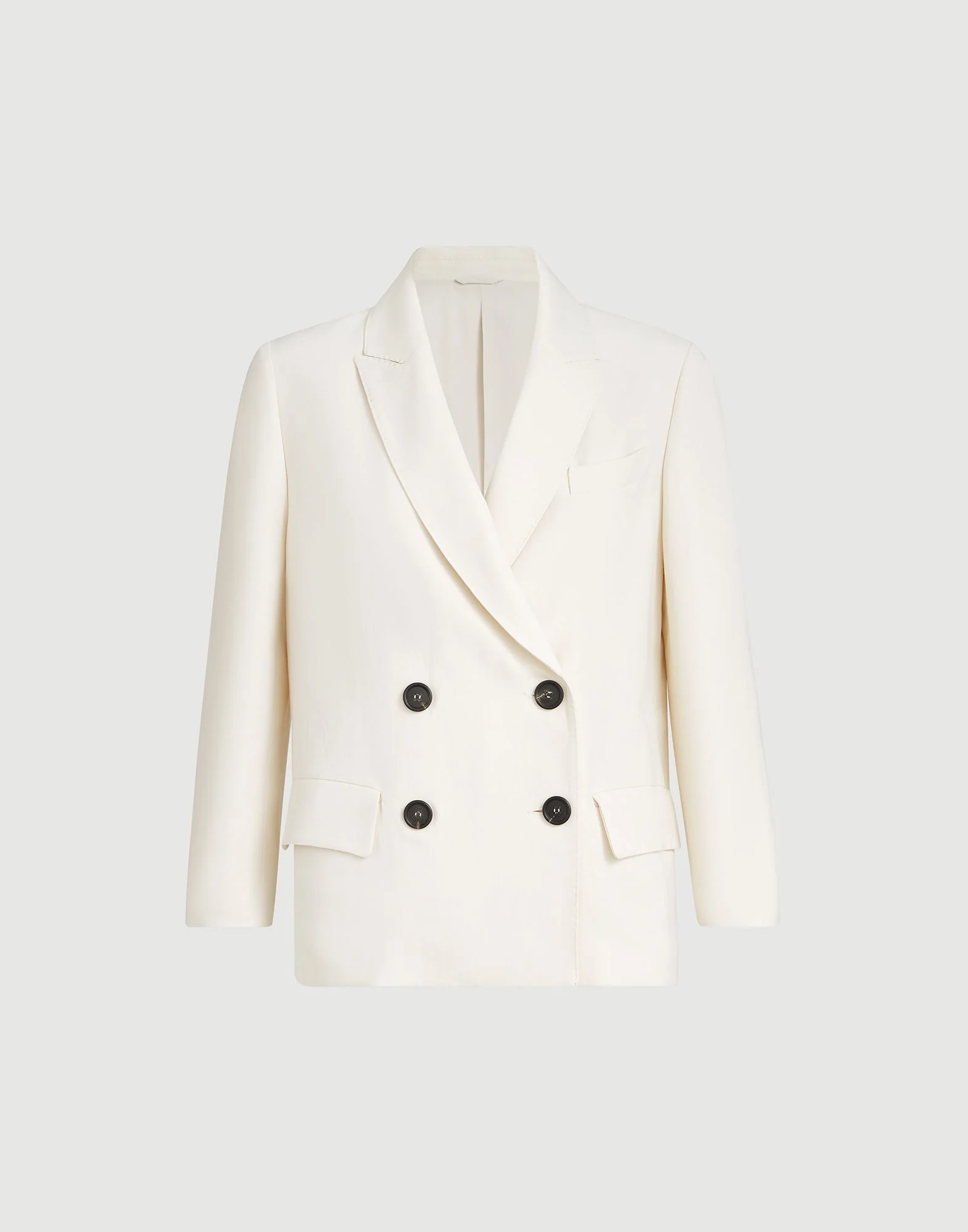 Viscose and linen fluid twill blazer with monili - 1