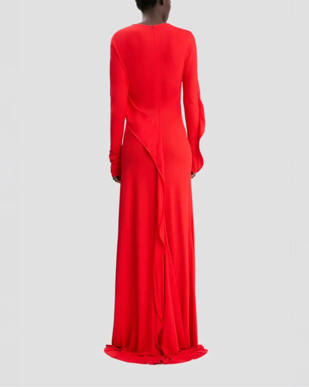DRAPED JERSEY GOWN IN CAYENNE - 4