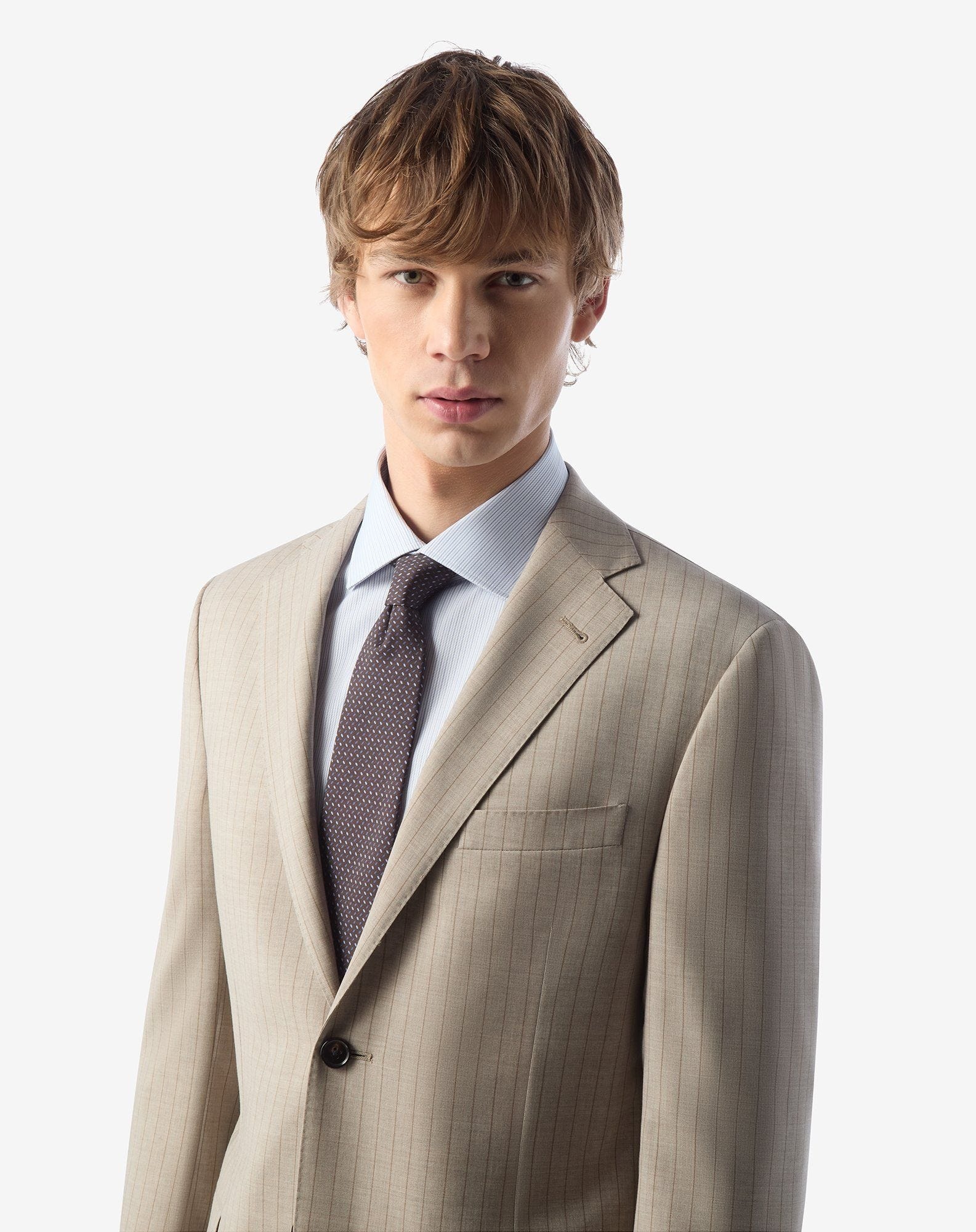 Brown printed silk twill tie - 2