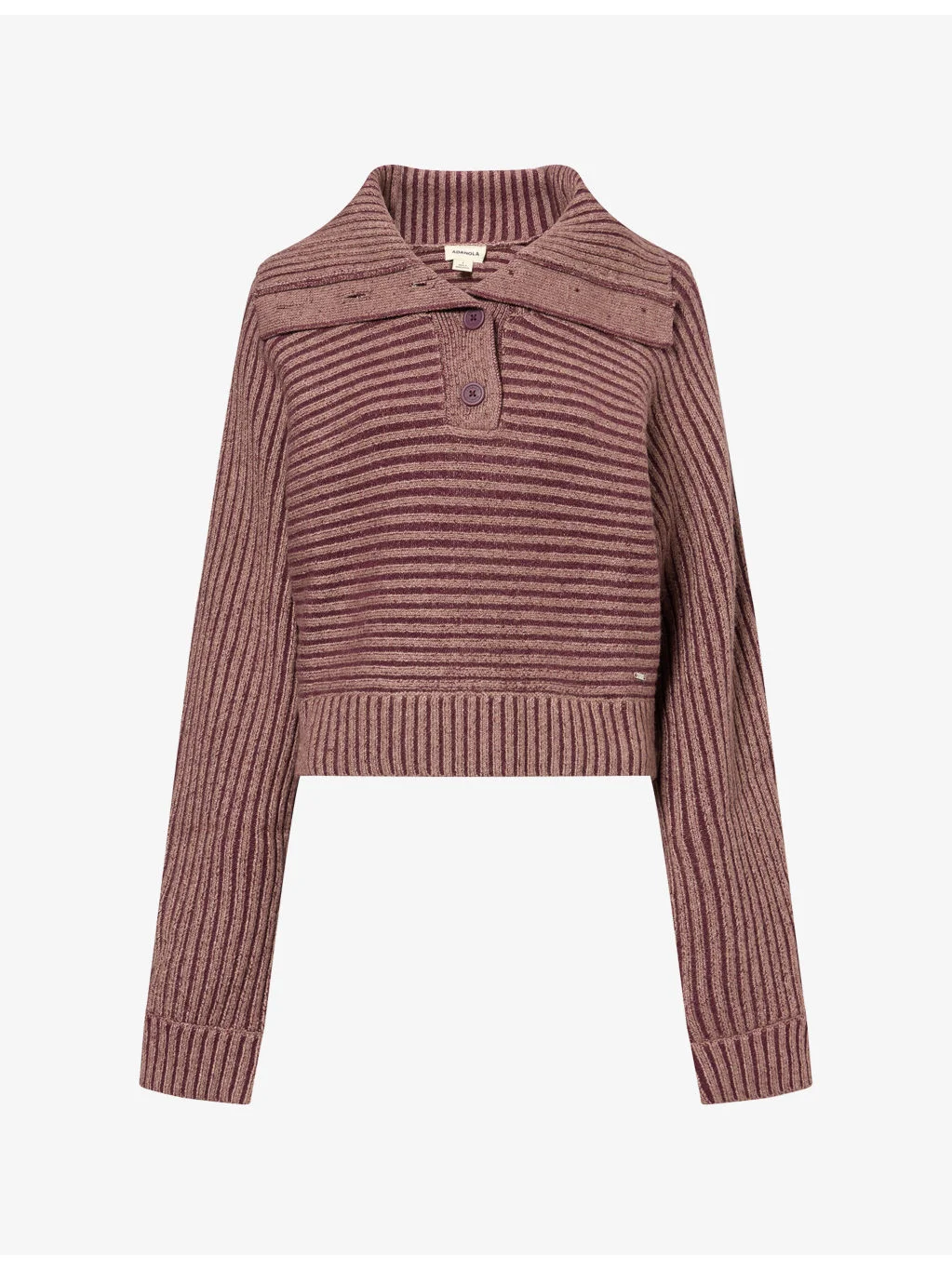 Logo-Plaque Ribbed Knit Henley Sweatshirt - 1