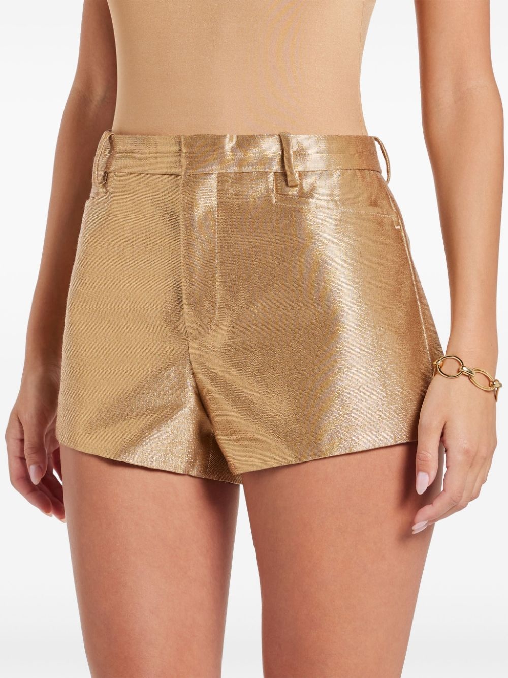 lurex-detail high-waisted shorts - 5