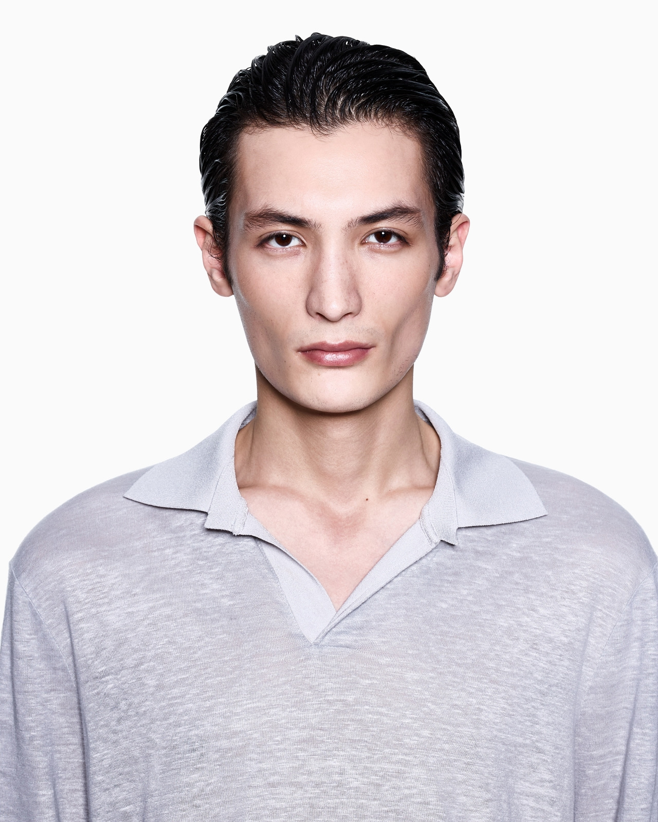 LONG-SLEEVED POLO SHIRT IN LINEN JERSEY - 5