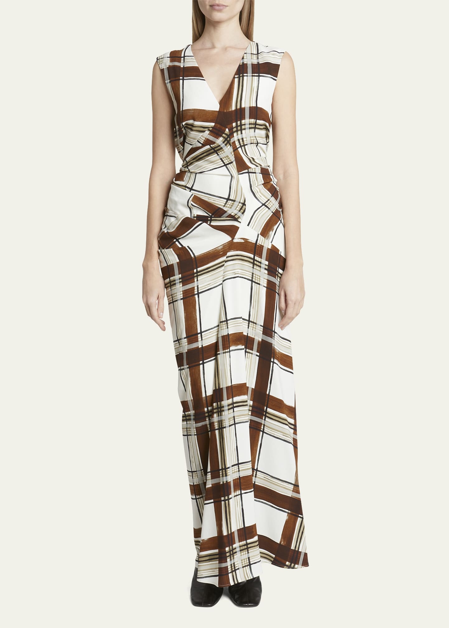 Daring Plaid Asymmetric Maxi Dress - 2