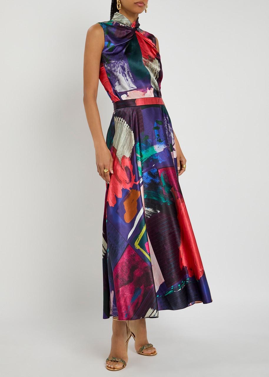 Roksanda Ameera Printed Silk-satin Midi Skirt - 4