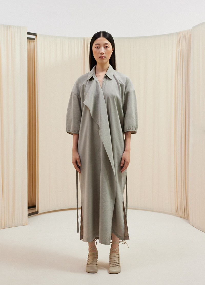 chinese dress ladies Asymmetrical Summer Linen Dress in Ash Rose Color 4XL / Light Beige Melange main image 0