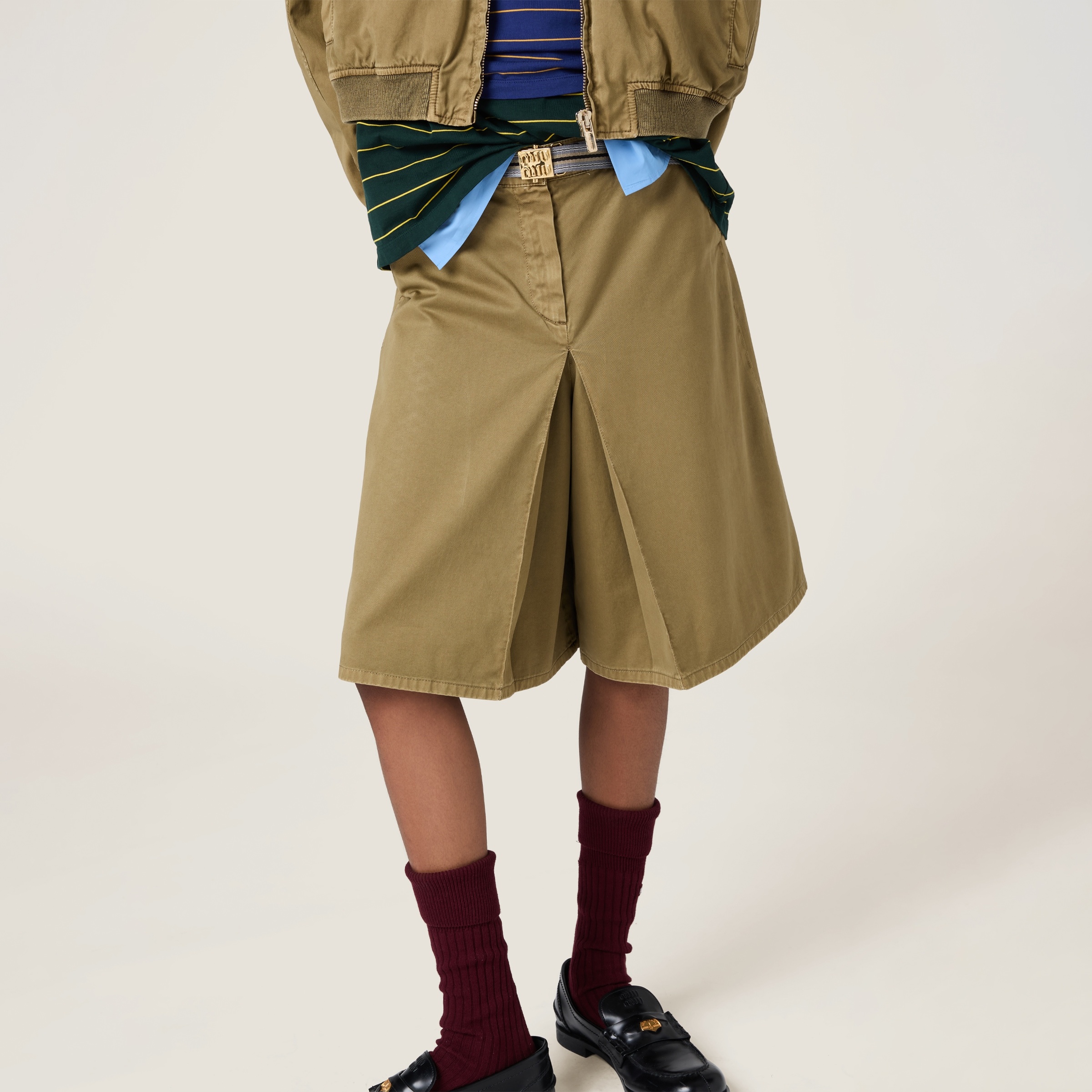Garment-dyed cotton satin skirt - 3