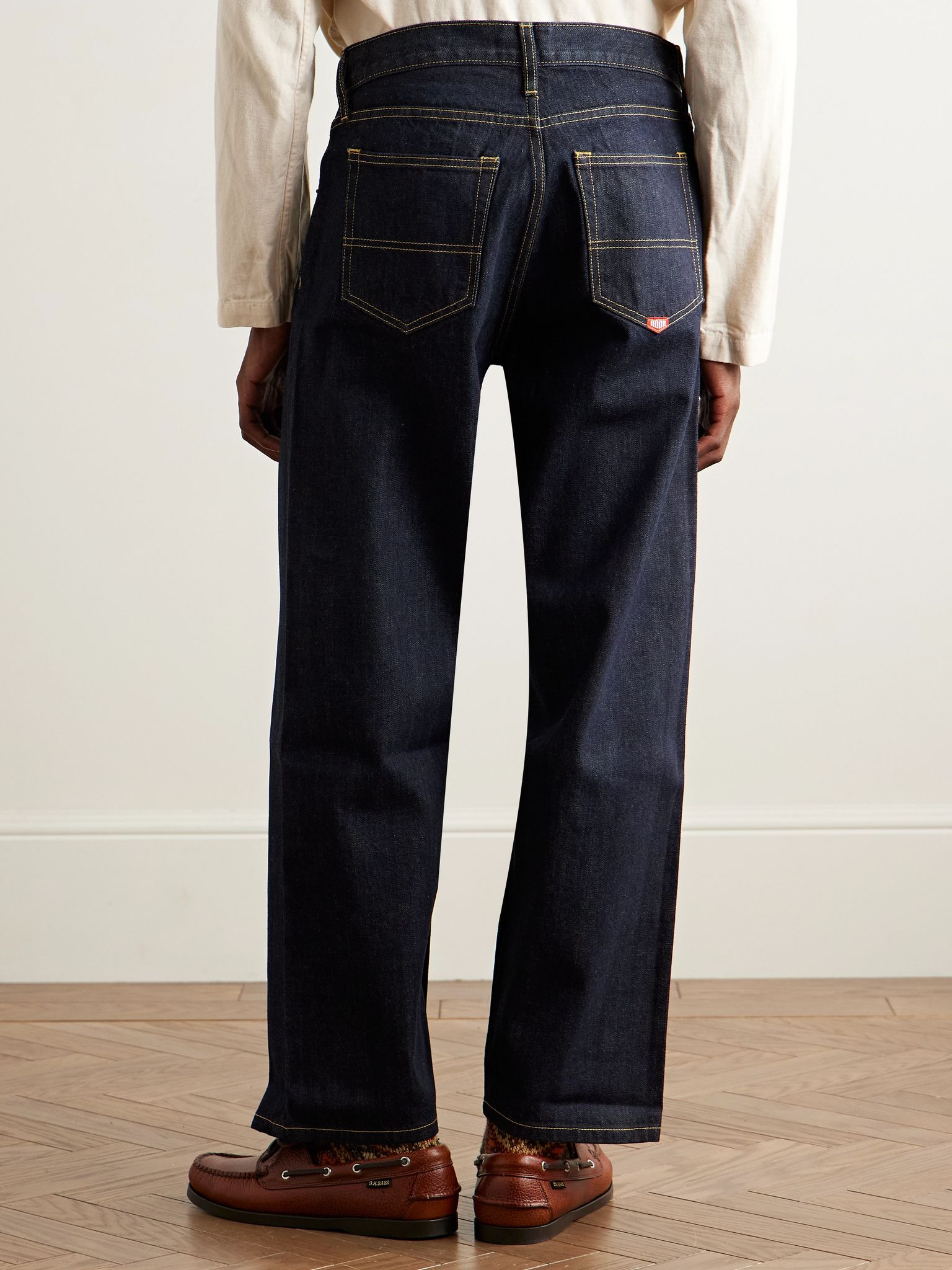Stovepipe Wide-Leg Selvedge Jeans Blue - 4