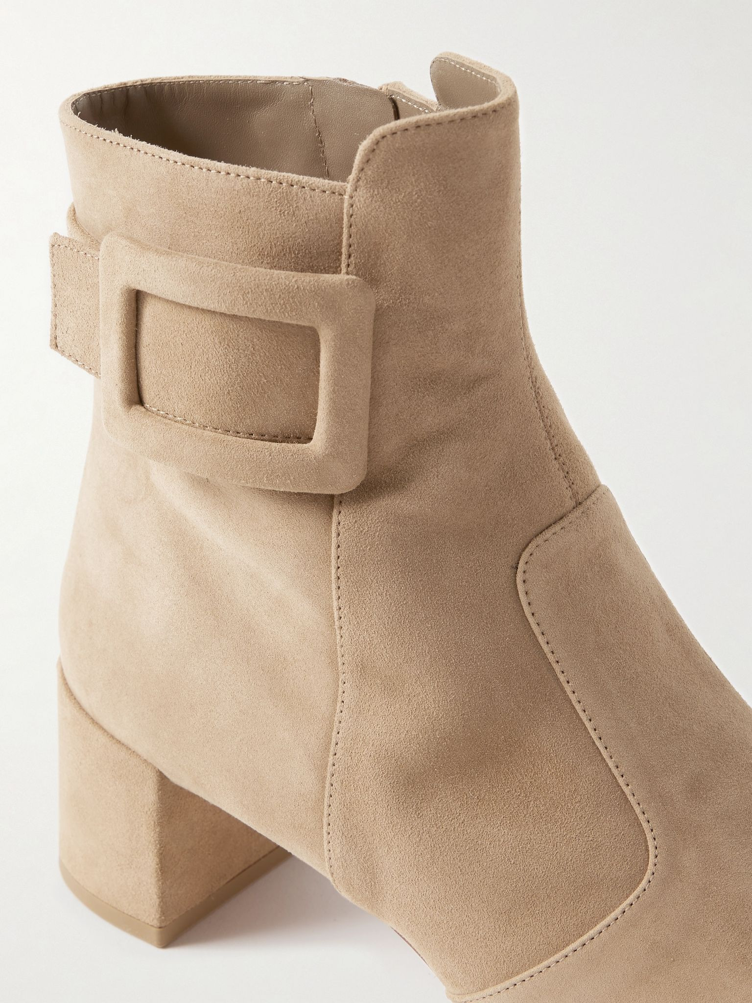 Très Vivier Polly 45 buckled suede ankle boots Camel - 4