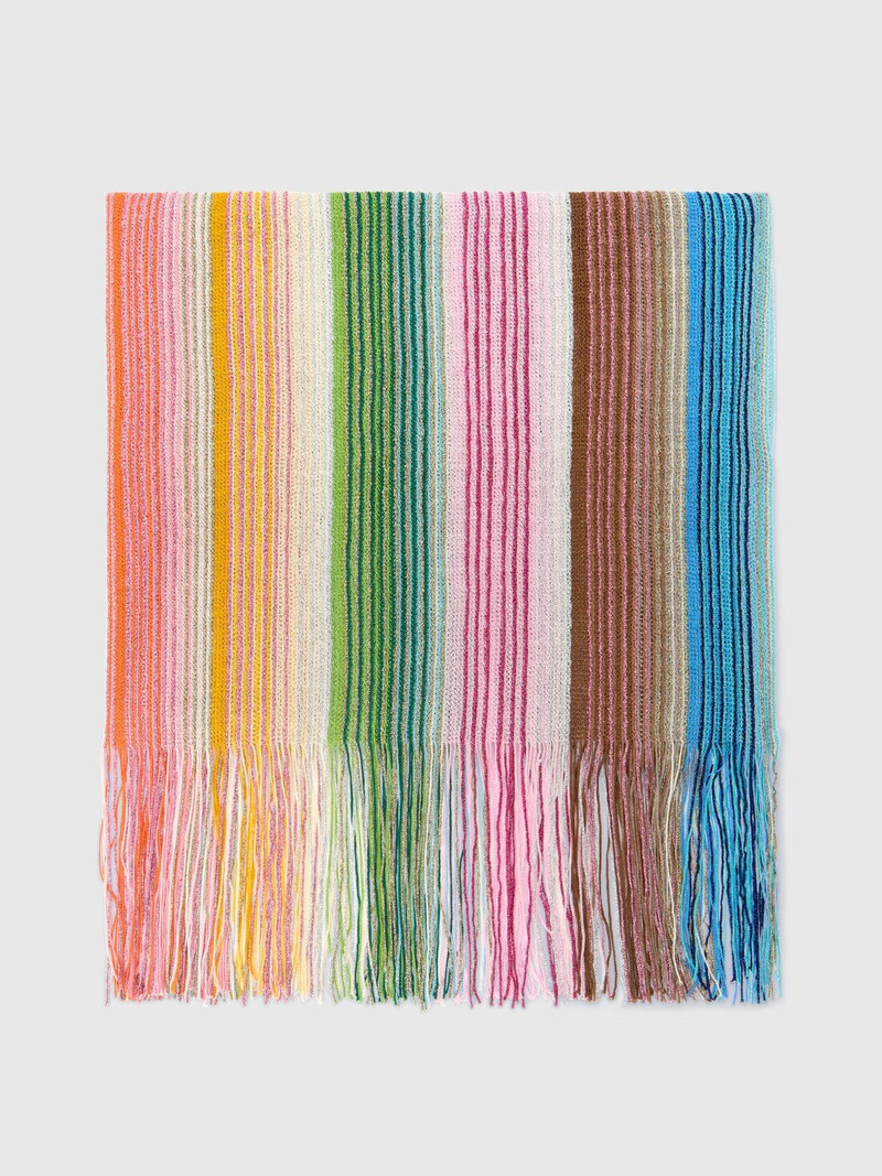 Striped viscose-blend scarf with fringes 1