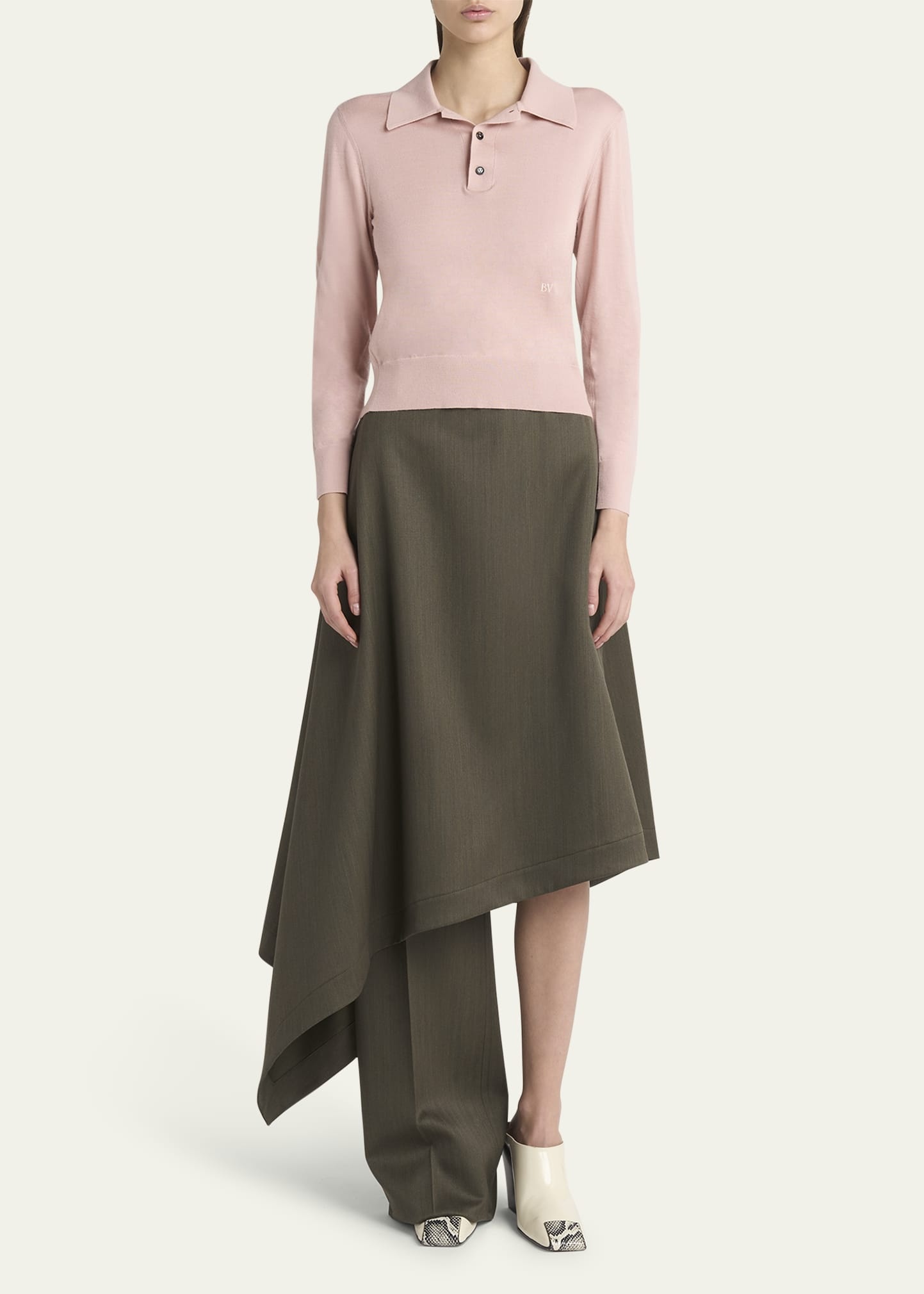 Long-Sleeve Fine Cashmere Polo Sweater - 2