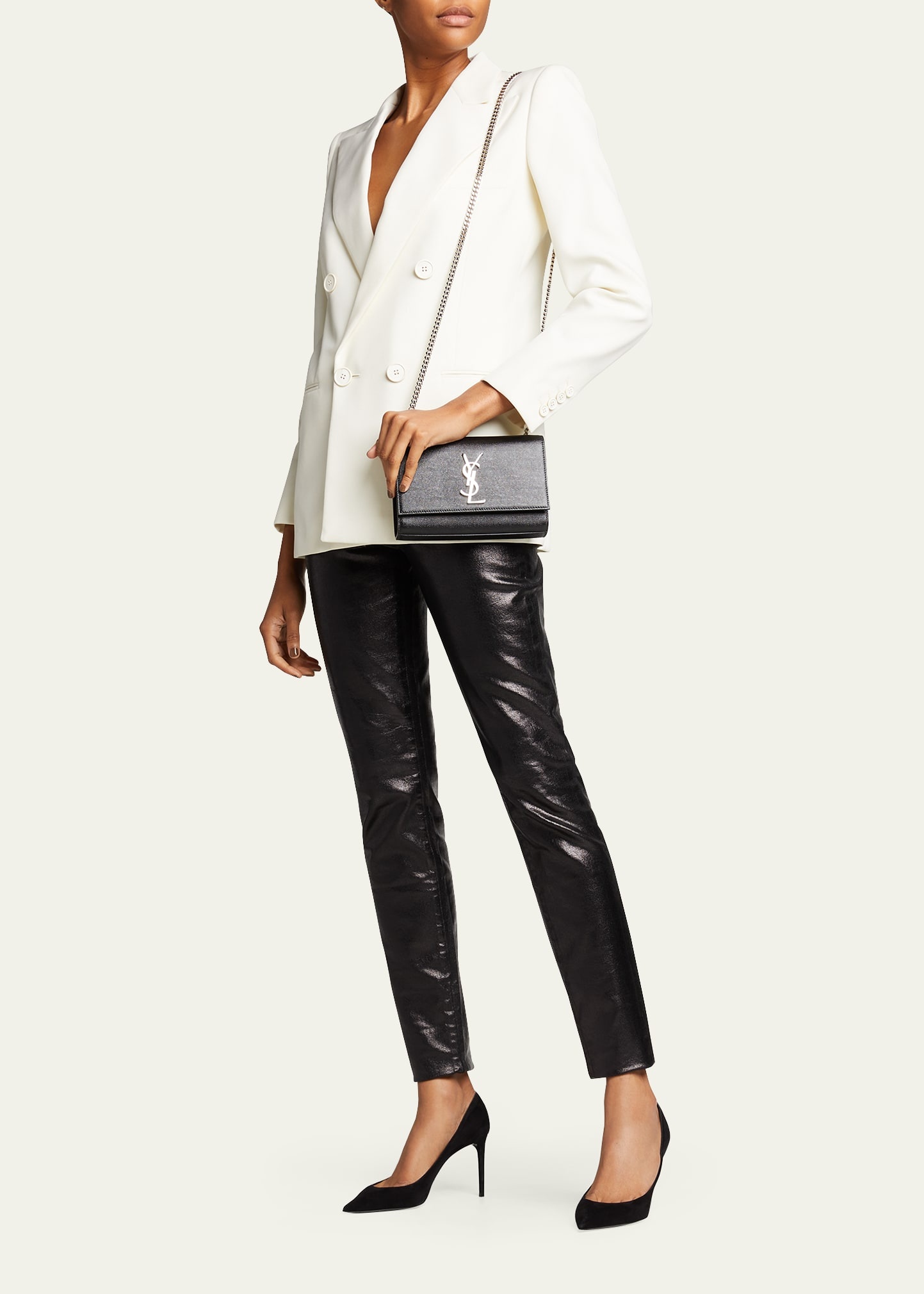 Kate Small Grain De Poudre Shoulder Bag on Chain - 5