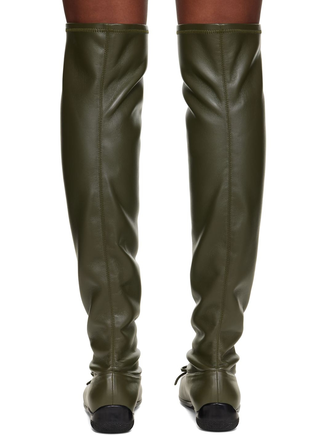 Khaki Thigh High Ballet Boots - 2