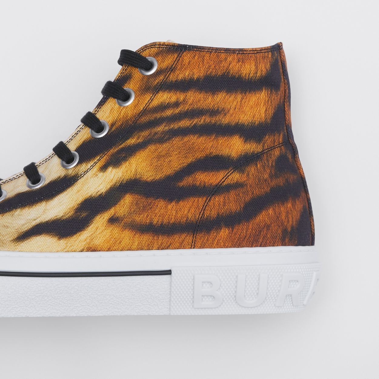 Tiger Print Cotton High-top Sneakers - 3