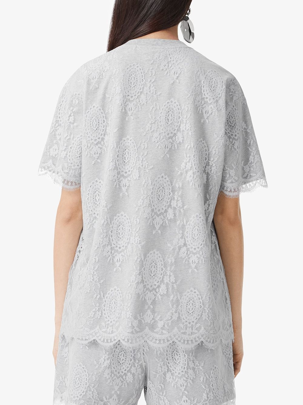 lace overlay T-shirt - 4