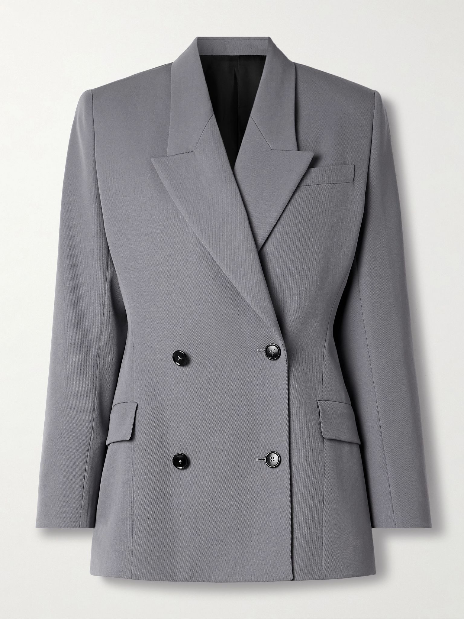 Double-breasted wool-gabardine blazer Gray - 1