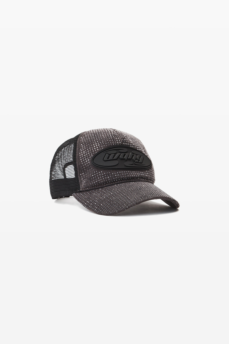 logo trucker hat in crystal hotfix and cotton canvas 1