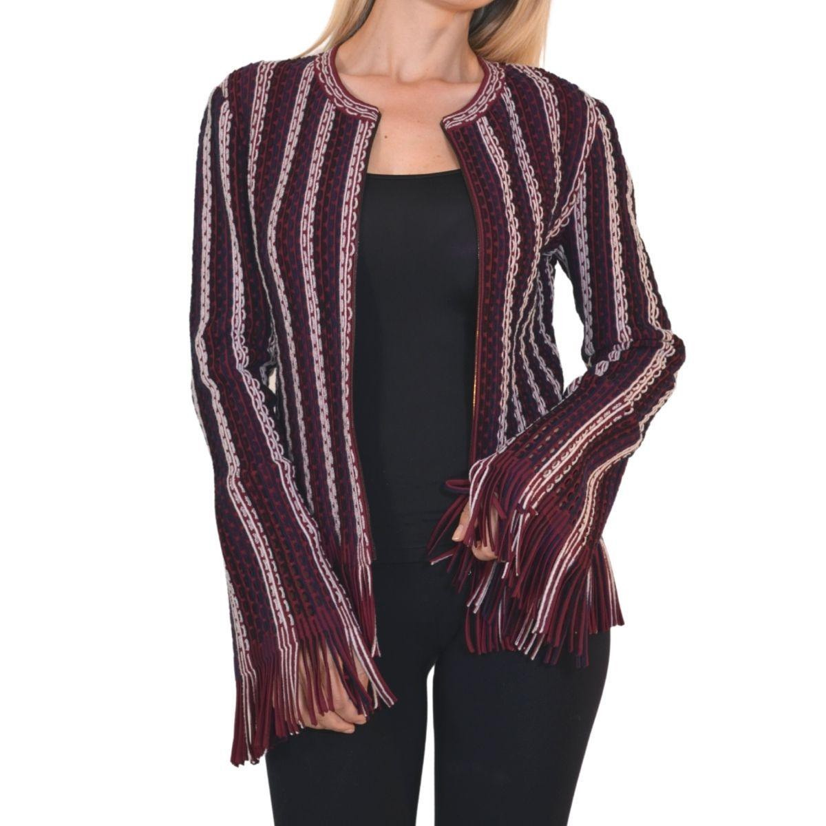 Seamed Knit Moto Fringe Jacket - 6