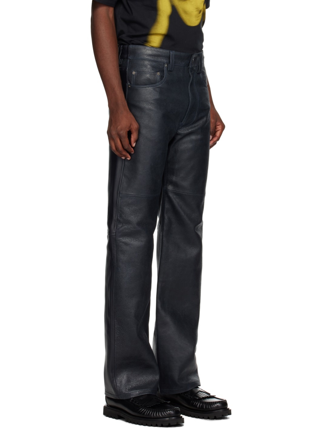 Navy Henry Leather Pants - 2