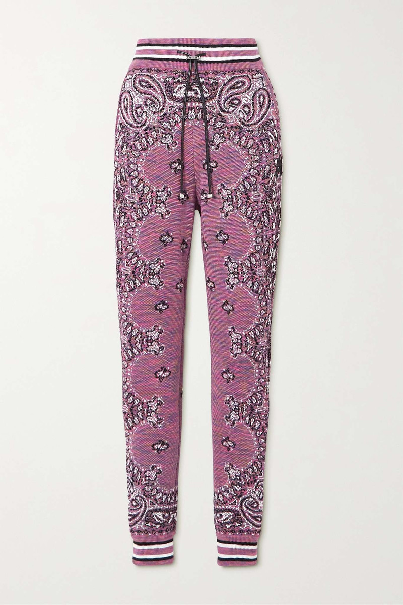 Embroidered space-dyed cotton-jacquard track pants - 1