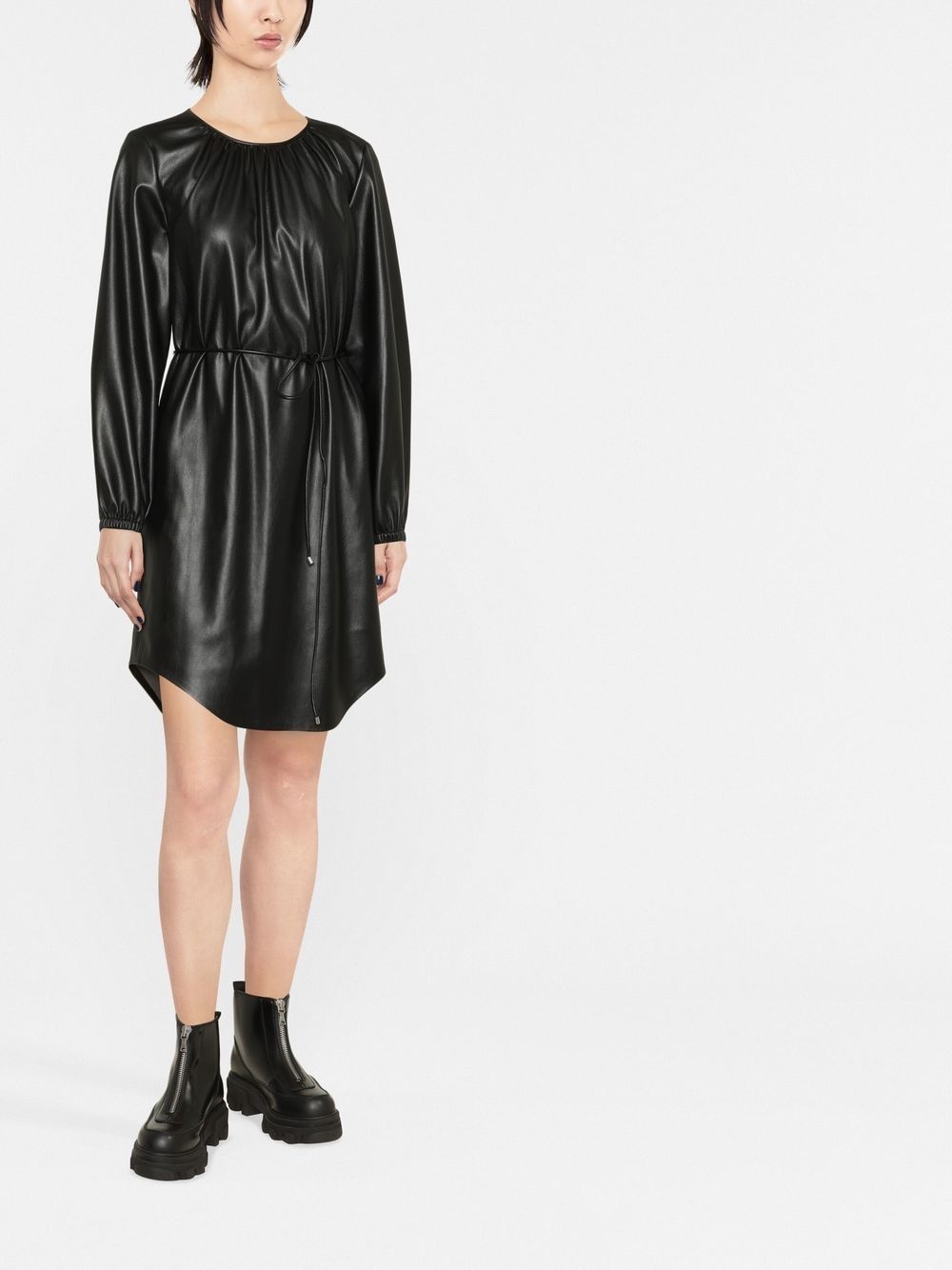 faux-leather belted dress - 2