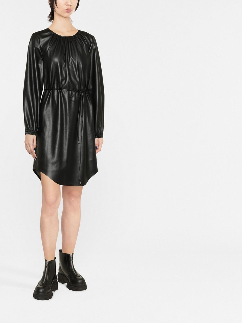 BOSS faux-leather belted dress outlook