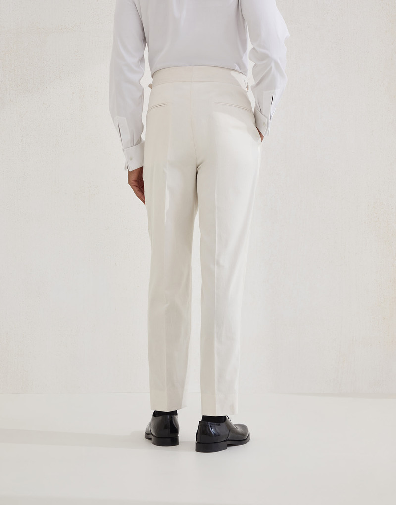 Brunello Cucinelli Sea Island cotton narrow wale corduroy tuxedo trousers with pleat and waist tabs outlook