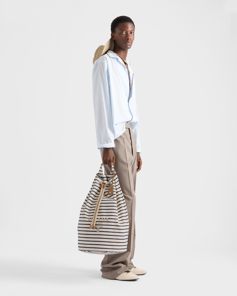 Prada Striped canvas drawstring duffel bag outlook