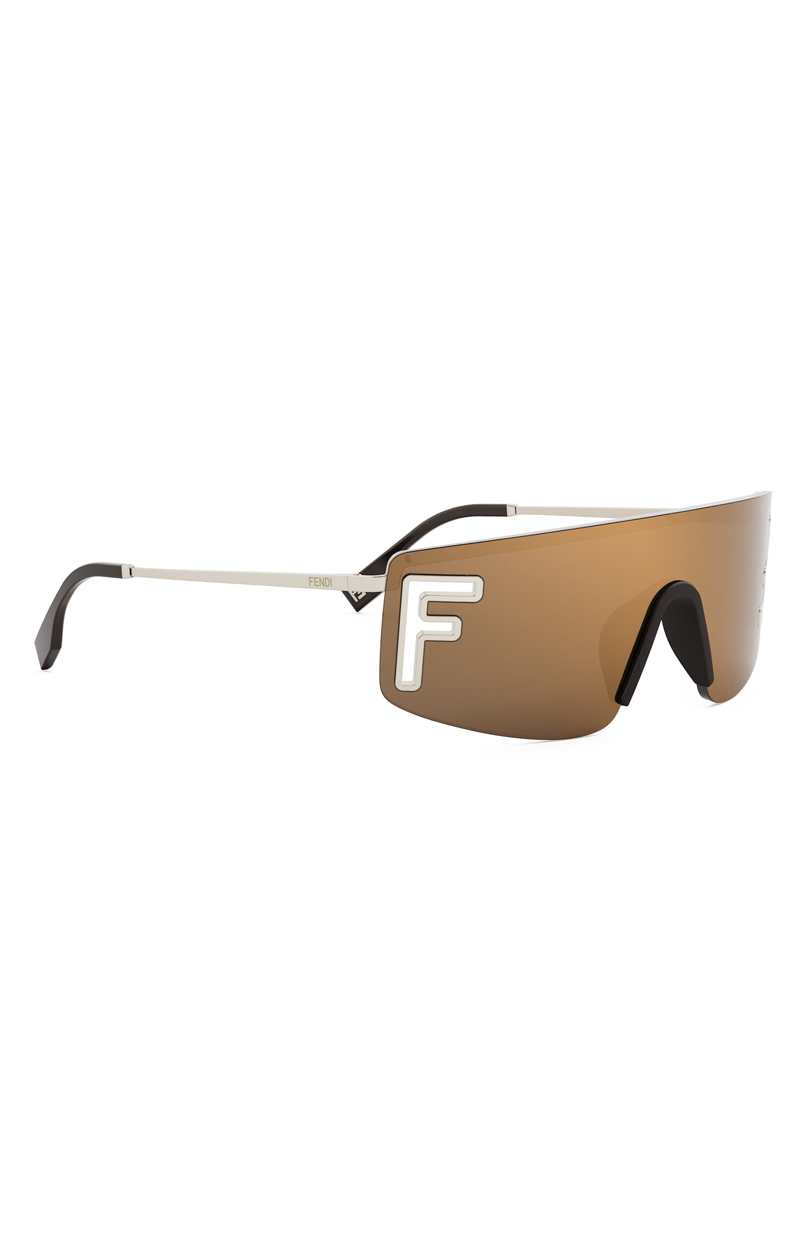 Fendi Sport Rectangular Sunglasses in Gold /Brown Mirror at Nordstrom - 3