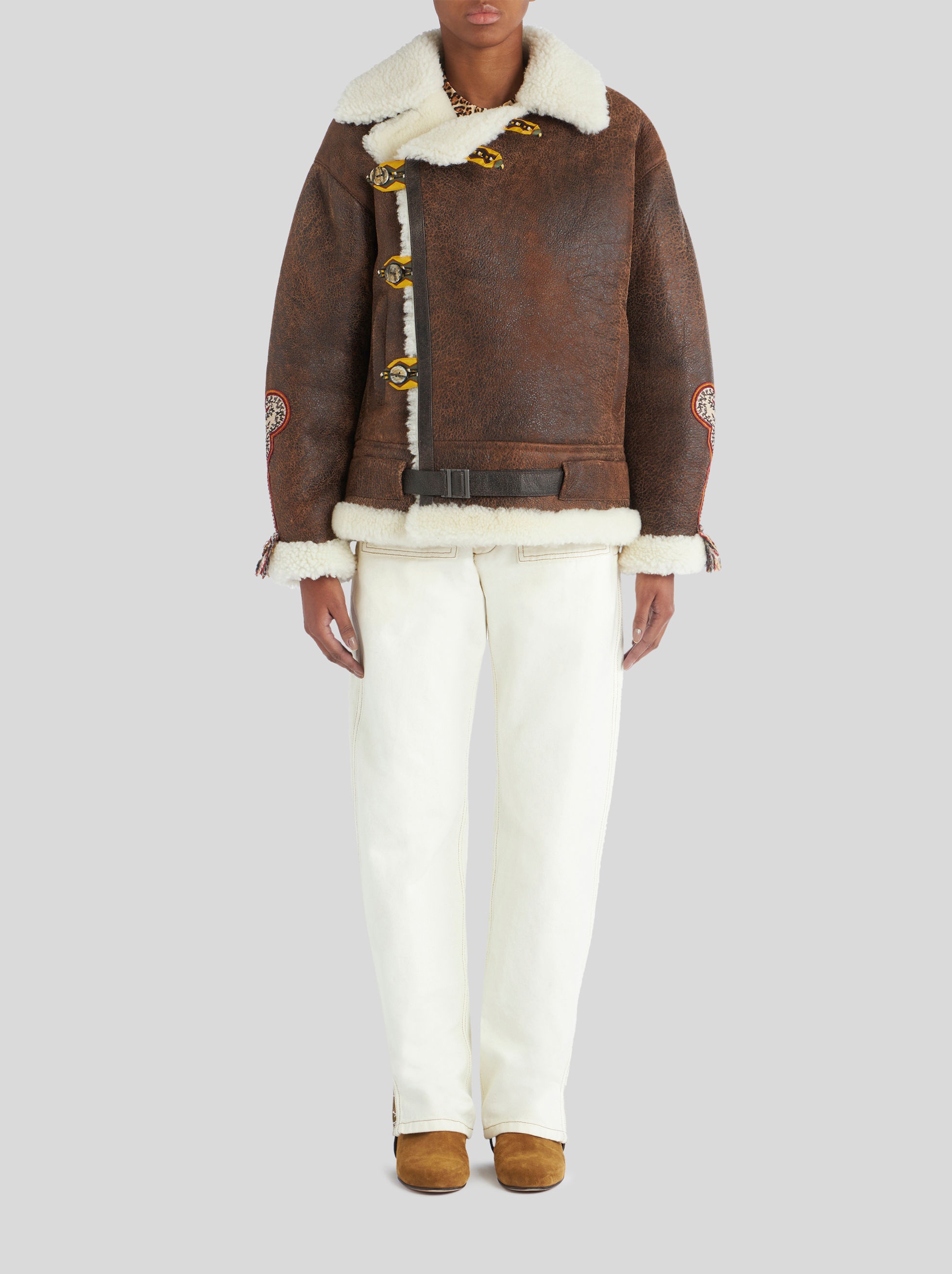 SHEEPSKIN COAT WITH PATCH - 3